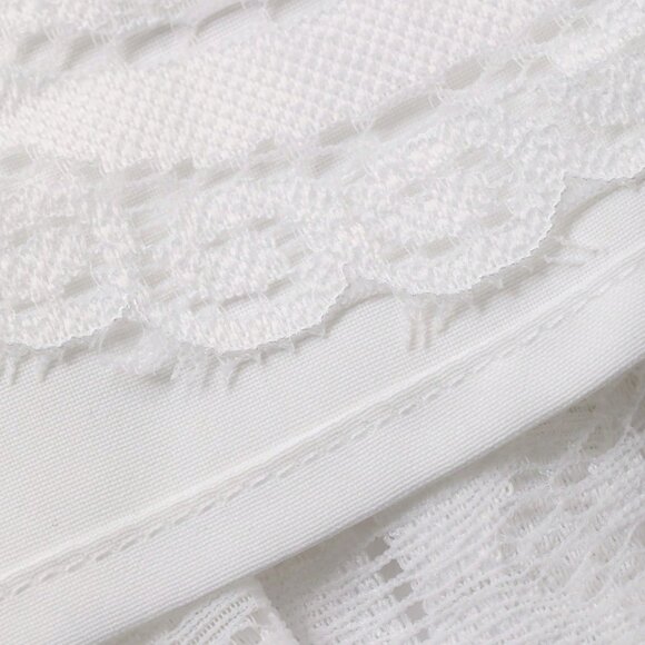 White Elegant Women's Lace Ruffle Hem Casual Flared Skirt Vacation - Picture 7 of 7